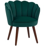 HOMCOM Fauteuil Coquillage Fauteuil de Salon Chambre avec Dossier et Coussin Aspect Velours Pieds en Bois hévéa dim. 66L x 66l x 78,5H cm, Vert