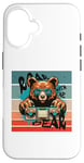 iPhone 16 Bear boombox retro vintage sunglasses cool music paws detail Case