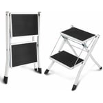 Marchepied pliant 2 marches avec repose-pied antidérapant, mini tabouret pliable léger, échelle de ménage avec sécurité pliante, tabouret pliable en