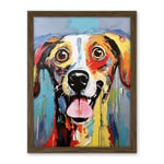 Artery8 Colourful Dog Portrait Artwork by Jason Brydson Happy Face Oil Painting Bold Bright Vibrant Artwork Framed Wall Art Print 18X24 Inch