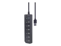 Gembird - Hub - 7-Port, With Switches, Black - 1 X Usb 3.1 Gen 1 + 6 X Usb 2.0 - Stasjonær