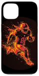 Coque pour iPhone 13 Un joueur de football brûle comme une météorite dans le feu et les flammes