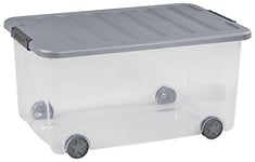 Curver 50 Litre Scotti Storage Box With Roles, Transparent/Grey, 35 x 25 x 10 cm