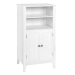 EUGAD Meuble de Salle de Bain sur Pied Armoire de Salle de Bain Placard de Rangement Armoire d’appoint avec Étagère Réglable et 2 Portes 50x30x92,5cm Blanc 0129WY