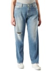 Love Moschino Women's Boy Fit 5-Pocket Trousers with Golden Heart Logo Tab On Back Belt Jeans, Zzsw1960, W26