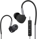 Sport Écouteurs Bluetooth 4.1 Intra-Auriculaires Avec Memory Fil Sur La Conception De L'Oreille Microphone Control In-Ear Earpods Oreillette Headset Earphone Noir/Gris[X1510]