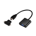 Adaptateur HDMI vers VGA Type T Micro + Mini connecteur HDMI pour d&eacute;codeur PS4 Xbox360 noir