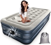 iDOO Single Air Bed, Inflatable Mattress with Built-in Electric Pump, 3 Mins Quick Self-Inflation/Deflation Guest Air Mattress, Blow Up Camping Bed for Home Portable Travel 190x100x46cm 250kg MAX