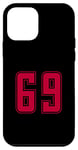 Coque pour iPhone 12 mini Rouge Numéro 69 Équipe Junior Sports Uniforme Numéroté