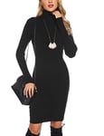 Wayleb Robe Pull Hiver Chic Femmes Hiver Élégant Robe en Tricot Automne Hiver Pull Robe Serré Col Roulé Long Midi Chandail à Manches Longues Mince Chaud Officiel Décontracté