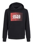 JACK & JONES Boys Jjecorp Logo Play Noos Jnr Hooded Sweatshirt, Black, 176 UK