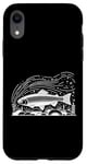 Coque pour iPhone XR Line Art Poisson Aquariste & Ichtyologiste Truite arc-en-ciel