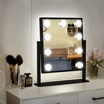 TUREWELL Hollywood Makeup Mirror with Lights,Large Lighted Vanity Mirror with 3 Color Light & 9 Dimmable Led Bulbs,Smart Lighted Touch Control Screen & 360 Degree Rotation(Black)