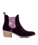 Joe Browns Femme Floral Insert Velvet Chelsea Boots Bottine, Violet, 37 EU Large