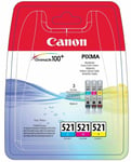 Genuine Canon  CLI-521 Cyan, Magenta, Yellow  Pack of 3  Free Delivery