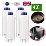 4 Pack For Delonghi Coffee Maker Machine Water Filter DLSC002 5513292811 SER3017