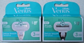 2 x Pack of 3 GILLETTE VENUS DELUXE SMOOTH SENSITIVE WITH SKIN CUSHION