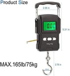 75kg elektroninen riippuvaaka digitaalinen vaaka kalastusmatkatavaroiden matkapaino Teräskoukku keittiön painon mittanauha (väri: musta)