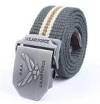 Ceinture en Toile,Mode Hommes Femmes Durable Ceinture en Toile Neutre Us Air Force Boucle en Métal De Luxe Ceintures De Jeans pour Hommes Ceinture Tactique Vintage Sangle Militaire Mâle, Bleu, 1