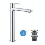 Lineare Set Mitigeur Monocommande Lavabo Taille XL + Bonde clic clac Grohe pour lavabo avec trop-plein (23405001-CLICCLAC)