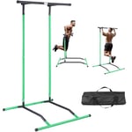 VEVOR Barre de Traction sur Pied, Station à Dips Hauteur Réglable 2 Niveaux Charge 100 kg, Équipement d'Entraînement de Force Multifonction, Tour de Puissance pour Fitness Musculation Domicile Vert