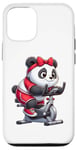 Coque pour iPhone 13 Pro Panda sur vélo d'appartement Gym Fitness Entraînement Sport