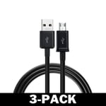 PS4 Sony Playstation 4 Laddkabel för handkontroll 1.8M Svart 3-Pack