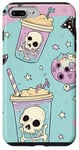 Coque pour iPhone 7 Plus/8 Plus Kawaii Grim Reaper Boba Tea Squelette Crâne Pastel Goth