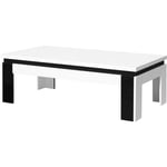 Meublorama - Table basse lina blanche et noire brillante – 125 x 42 x 65 cm