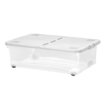 Wham 32 Litre Clear/Cool Grey Box with Wheels & Folding Lid - 5 Pack