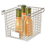 iDesign Panier Rangement, Petite Caisse de Rangement en Métal pour Salle de Bain, Cuisine, Rangement Maquillage Empilable à Poignées pour Cosmétiques et Autres, Argenté