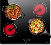 NOXTON Ceramic Hob, Built-in 4 Zone Electric Hob Cooker 60cm Unrestricted Pans 9