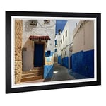 Big Box Art Framed Print of Architecture Morocco Street (6) Design | Wall Art Picture | Home Decor for Kitchen, Living Room, Bedroom, Hallway, Black, A2 / 24.5x18 Inch / 62x45cm