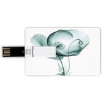 16G USB Flash Drives Credit Card Shape Xray Flower Memory Stick Bank Card Style Poppy Flower Blooms Floral Radiographs Unusual Rare Art Print ation,Teal White Waterproof Pen Thumb Lovely Jump Drive U