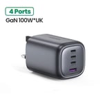 UGREEN 100W USB-C UK Mains Fast GaN MacBook/iPhone/iPad Wall Charger  4-Port