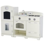 Teamson Kids White Wooden Toy Kitchen with Fridge Freezer and Oven TD-11413W