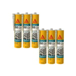 Lot de 6 mastics haute performance Sika Sika Hyflex 250 Façade - Gris béton - 300ml