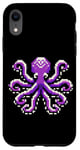 Coque pour iPhone XR Violet Pixel Octopus Retro Vibes