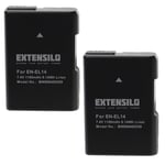 2 Batteries pour Nikon D5500 D5200 D5100 DSLR D5300 D5600 1100mAh