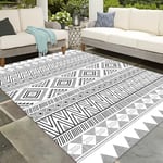 Vamcheer Tapis Salon Lavable 160x230 - Grand Tapis Salle a Manger,Moquette Chambre/Descente de Lit,Tapis de Sol Lavable en Machine,Tapis terrasse, Couloir,Antidérapant et résistant,Noir/Gris