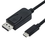 ROLINE Câble USB C DisplayPort v1.2 I Câble adaptateur avec USB 3.1 type C et DP mâle I Résolution 4K 60Hz I noir, 1m