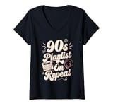 Womens Throwback Playlist 90s Hits 90s Era 90s Pop 90s Rock V-Neck T-Shirt