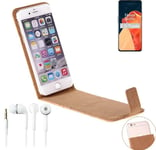 For OnePlus 9R 5G + EARPHONES cork cover case bag flipstyle protection walletcas