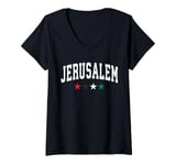 Womens Palestine Jerusalem College Retro Style Novelty Souvenir V-Neck T-Shirt