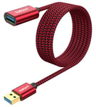 Câble Rallonge USB 3.0, 2m Câble Extension USB 3.0 Mâle A vers Femelle A 5 Gbps Compatible Pour Hub USB, Disque Dur Externe, Clavier, Souris-Rouge