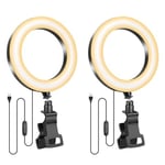 2 Pack-Ring Light Laptop with Tripod Stand &Clip on Video Lights,Evershop Computer PC Webcam Video Conference Light 3 Light Colours+10 Brightness 360°Rotatable Halo Ringlight for Zoom Meeting TikTok