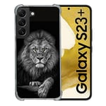 Cokitec Coque Renforcée en Verre Trempé pour Samsung Galaxy S23 Plus Animal Lion Majestueux