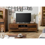 Massivmoebel24 - ancona 210 Meuble tv en bois de sheesham - laqué / marron foncé 175x45x55 - marron