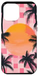 Coque pour iPhone 12 Pro Max Rose Art Déco Plage à Carreaux Coucher De Soleil Océan Whimsical Palm