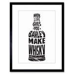 Wee Blue Coo QUOTE TYPOGRAPH BARLEY WHISKY BOTTLE FRAMED PICTURE POSTER ART PRINT F97X10110